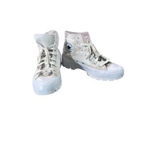 Converse Womens High-Top Sneakers Size 7.5 White Canvas Lace-Up